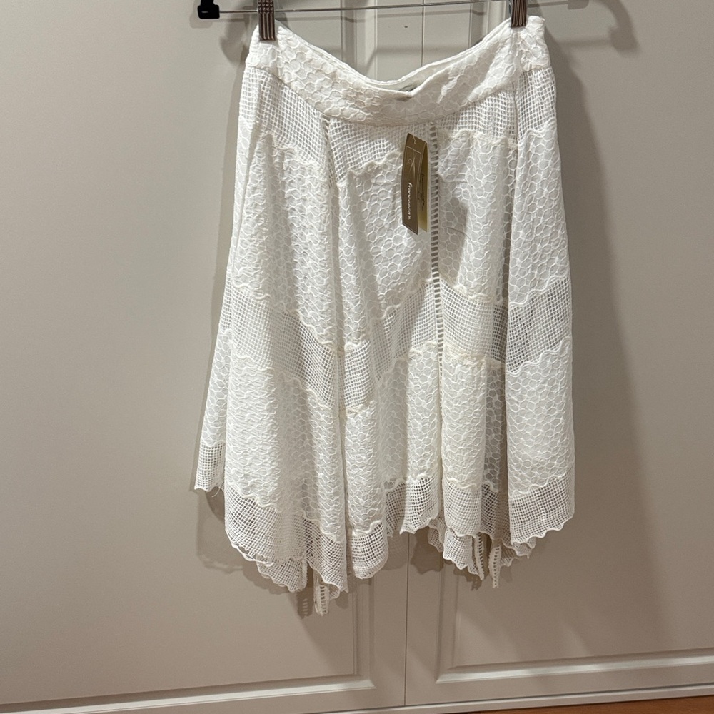 Annabella Asymmetrical Ivory Lace Skirt